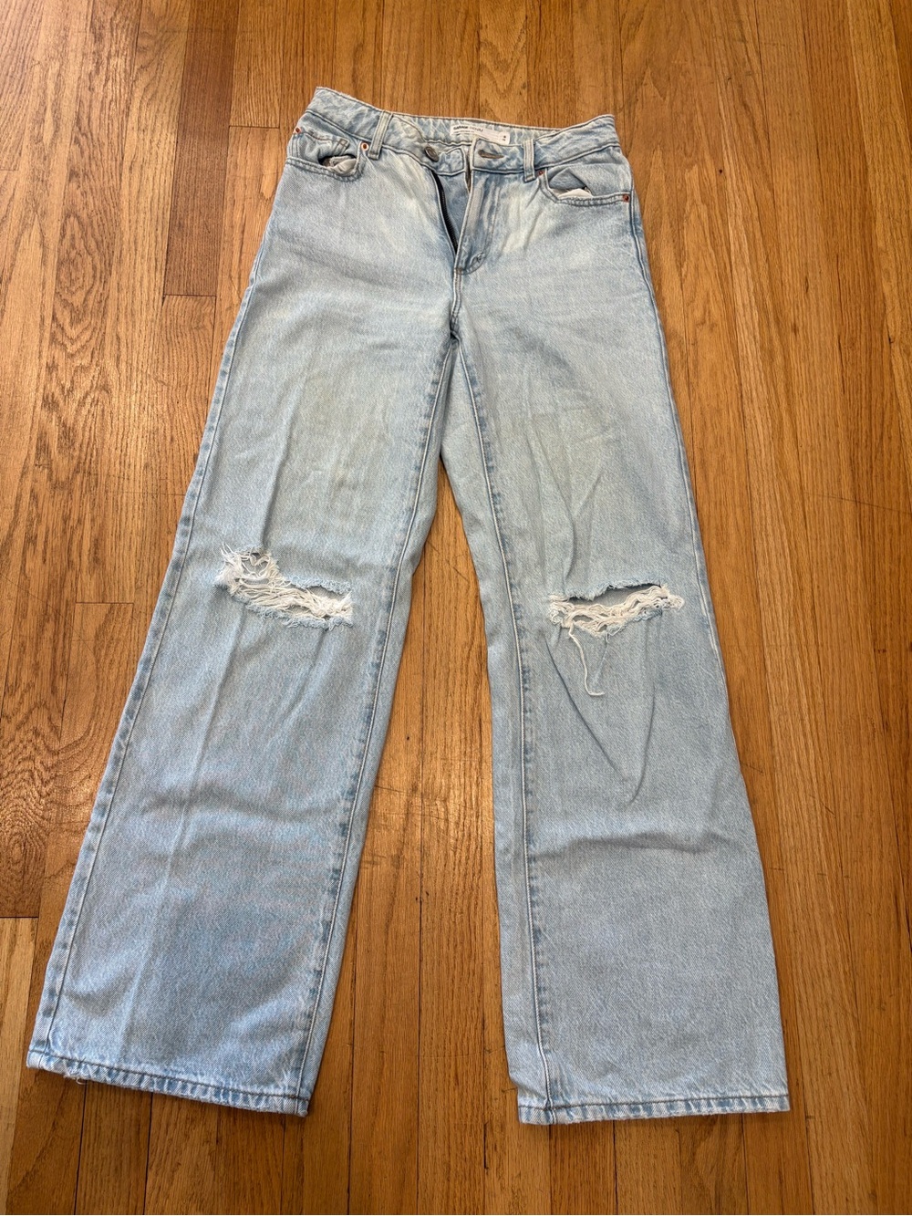 Garage Light Blue Ripped Wide-Leg Jeans